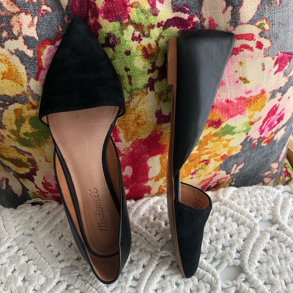 Madewell Lydia black leather flats size 6.5